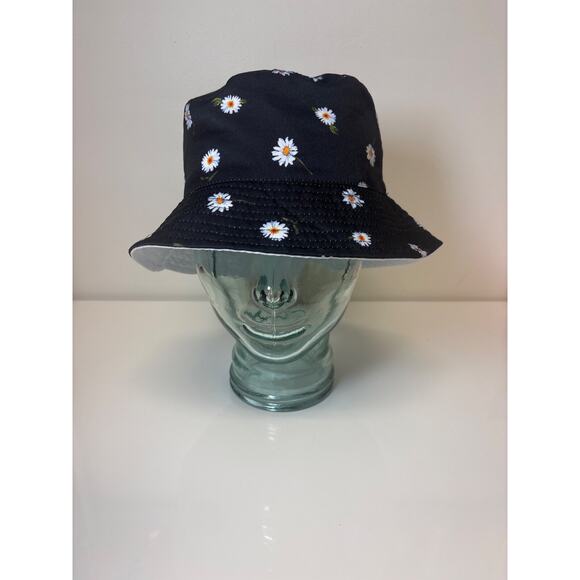 Alice + Olivia Unisex OS Daisy‎ Reversible Bucket Hat Beach Black White Travel - Picture 4 of 7